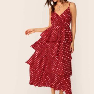 NWOT Red Polka Dot Ruffle Dress from SHEIN